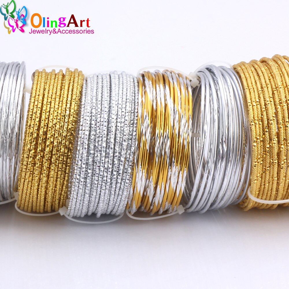 1M/5M lot 2.0mm Various Patterns Aluminum wire gold/silver soft craft versatile metal wire DIY Handmade jewelry making