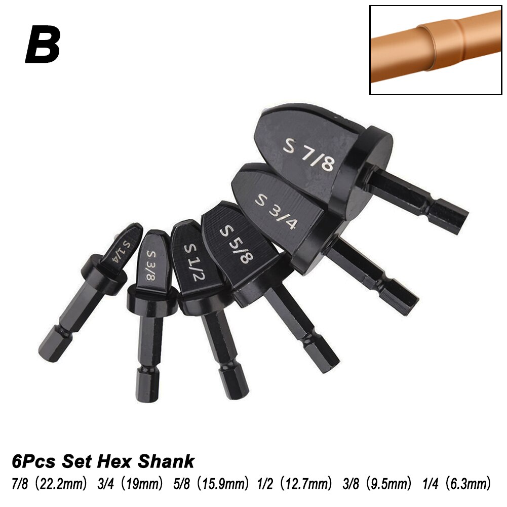 Pipe Expander Copper Tube Swaging Tools For Air Conditioner Refrigerator Flaring Takeover Tool Set Triangle Hex Shank Repair Kit: B 6Pcs Hex