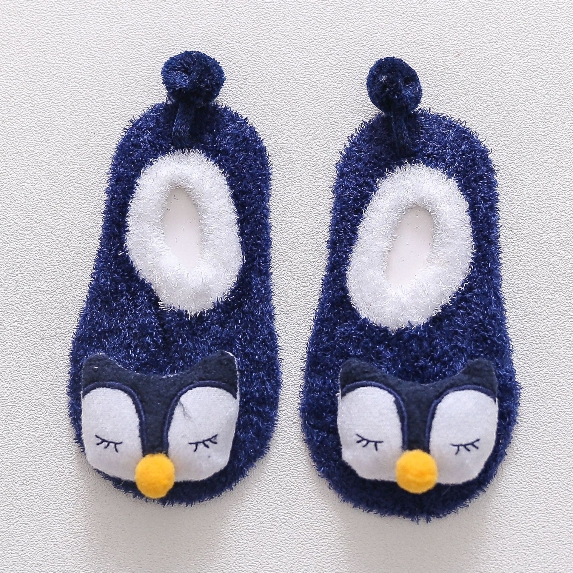 Calcetines de suelo con patrón de Animal suave de dibujos animados de bebé bonito de: Azul / 12 meses