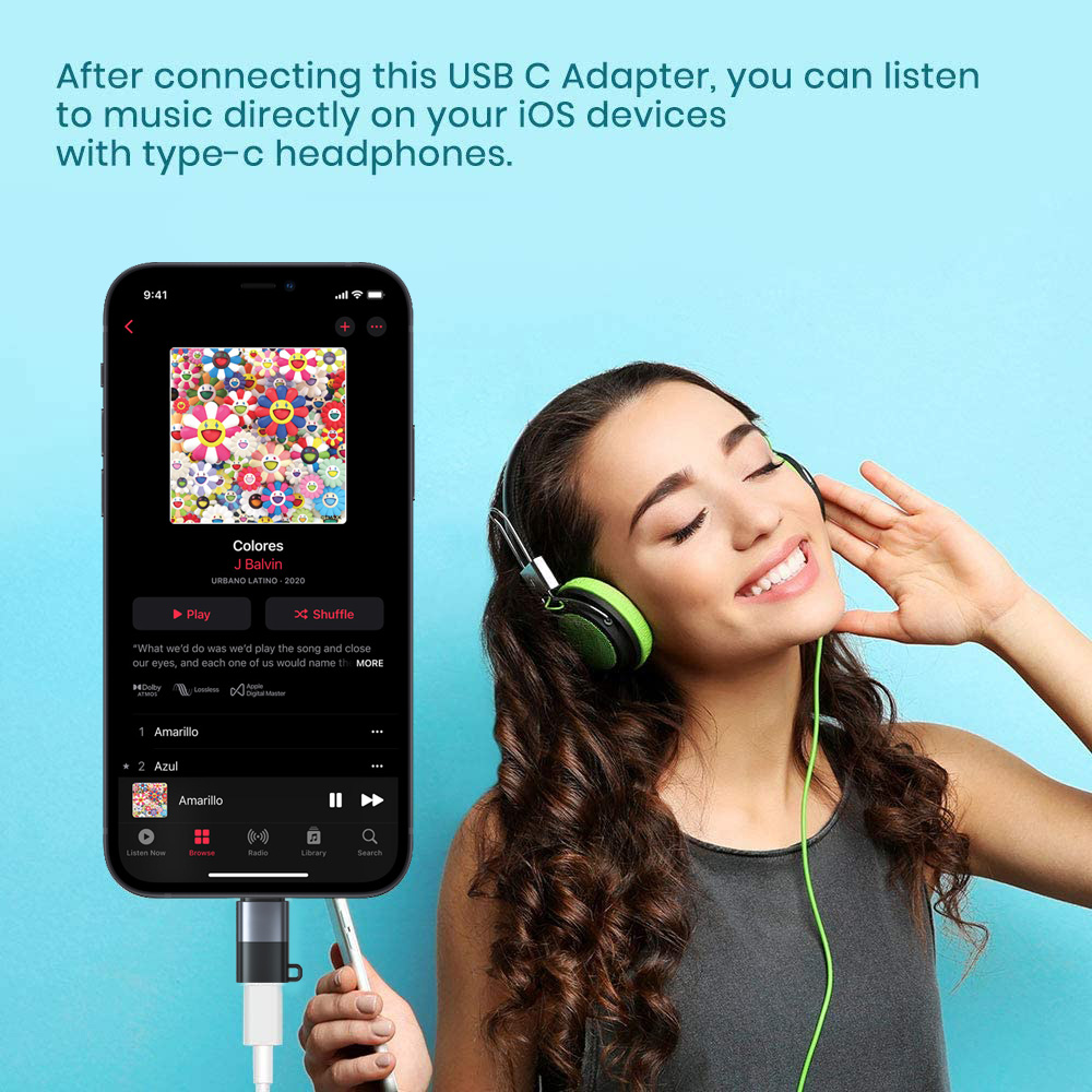 Adaptador USB C hembra a Lightning macho Dac para iPhone 12, 11, X, 8 Pro Max Mini