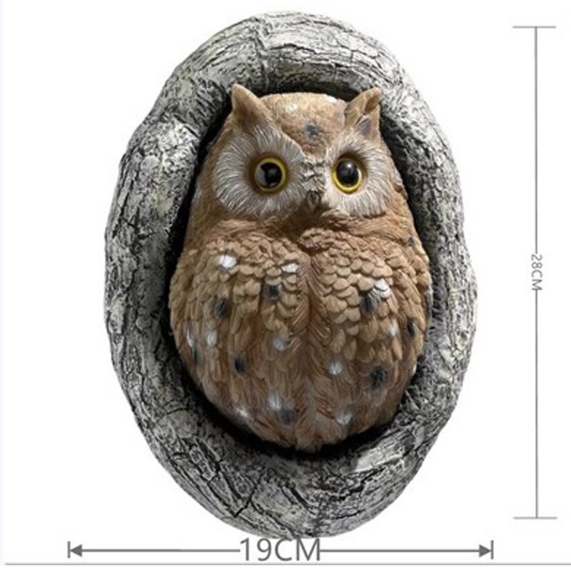 Garden Statue Cartoon Owl Tree Decoration Crafts Owl Outdoor Garden Pendant Home Landscaping Backyard Lawn Decoration