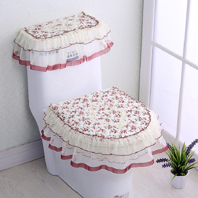 bathroom toilet seat water tank cover top cover toilet pad set three-piece