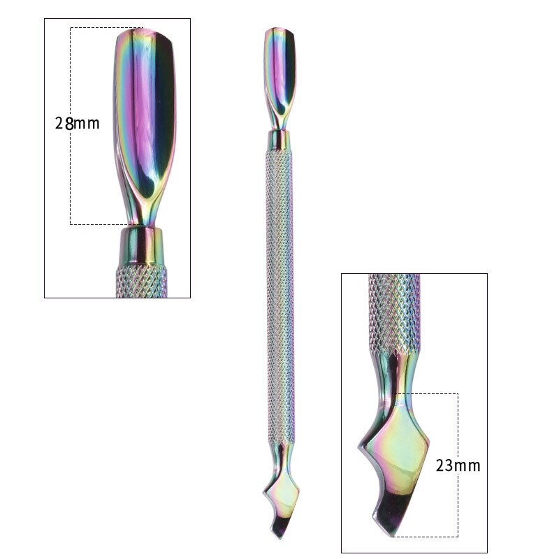 Dual-Ended Chameleon Nail Cuticle Pusher Dode-Skin Remover Rainbow Rvs Nail Art Tool: G-A010-2
