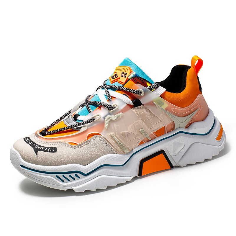 Height Increasing Men's Sneakers Men Couple Shoes Men Air Cushion Comfortable Men Shoes Chaussure Tenis Masculino Zapatillas: Orange / 9.5