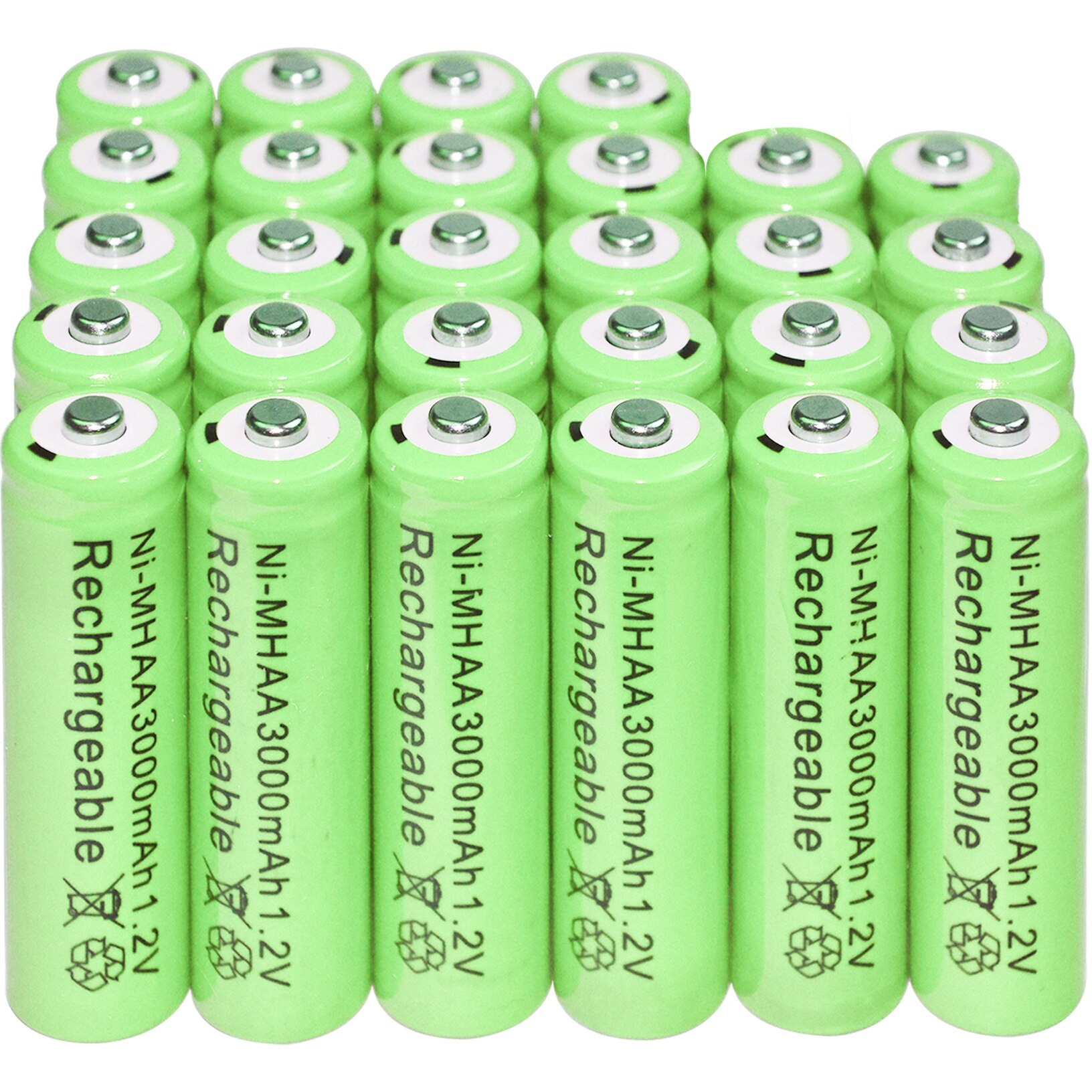 20 Stuks Aa 1.2V 3000 Mah Nimh 1.2V Oplaadbare Batterijen Groen Batterij Tuin Solar Light Led Zaklamp Fakkel