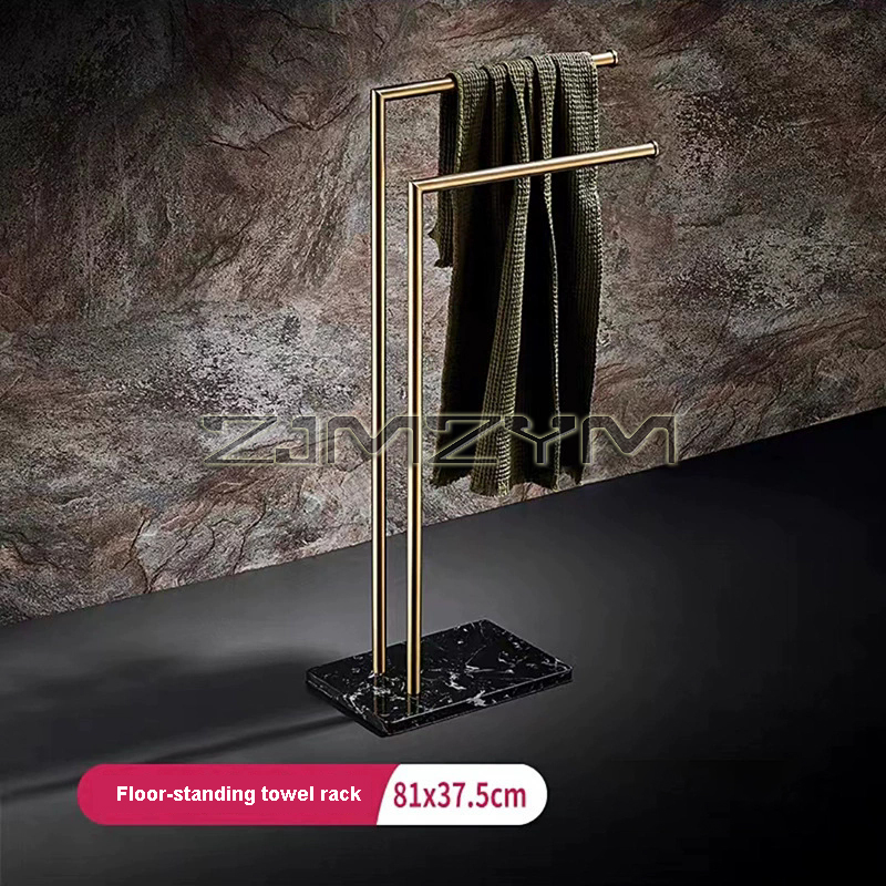 Gulvstående håndklestativ marmor steinbase luksushotell håndkleholder håndklestang frittstående oppbevaringshylle: Lilla