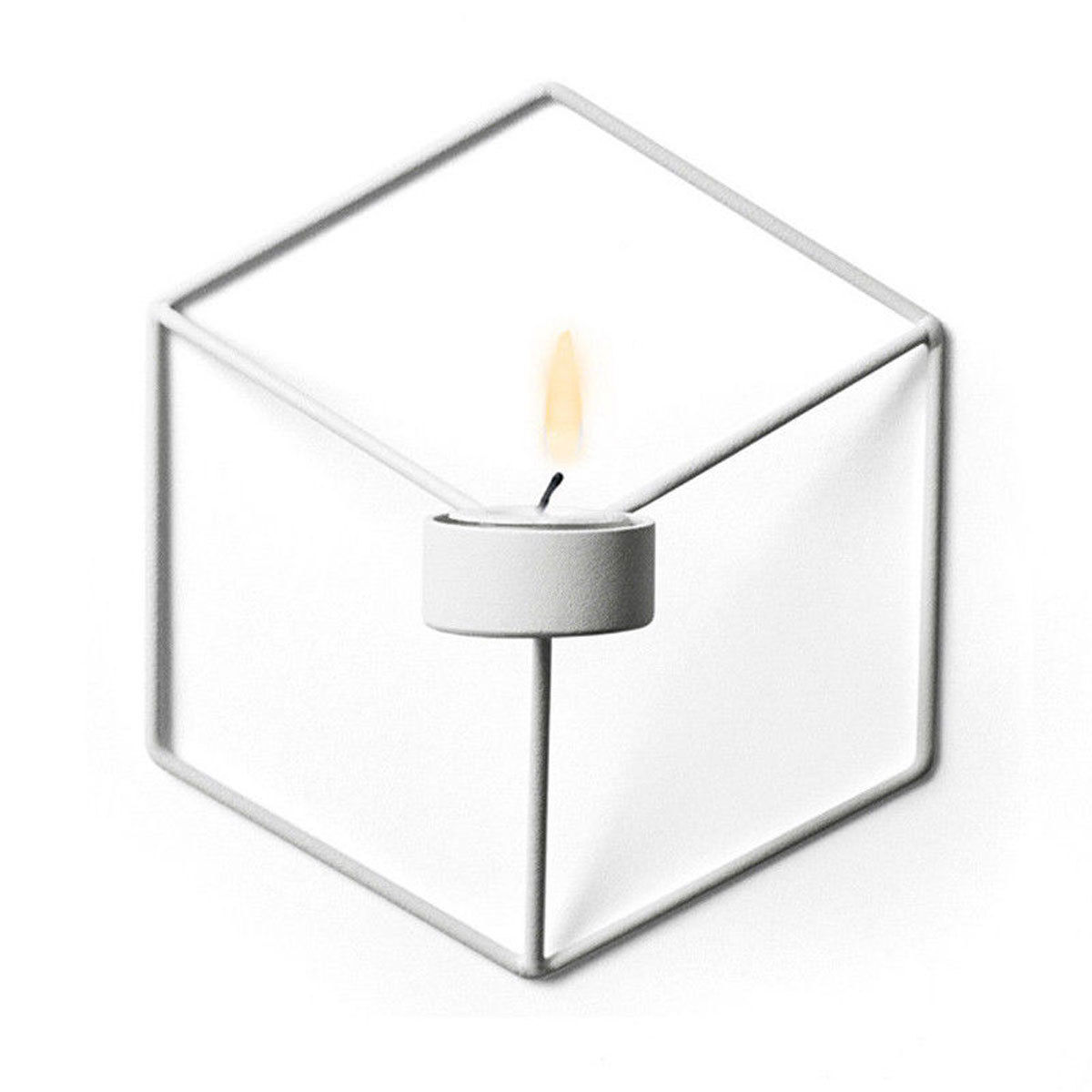 Väggmonterad 3d te ljusstake cool metall vägg ljusstake diy heminredning ljusstakar: Vit