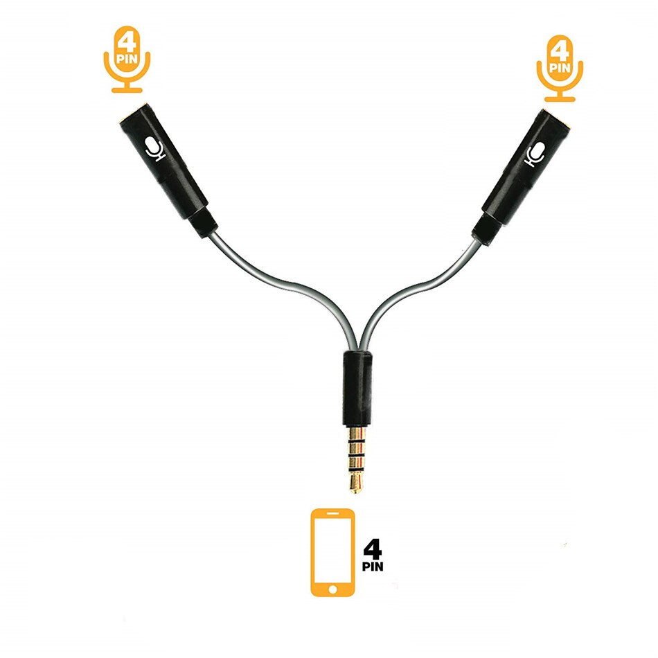3,5mm Mic Headset Splitter Adapter 2 Mikrofone in 1 Kabel 4-Pol Stecker auf Dual Weibliche Kopfhörer Mikrofon