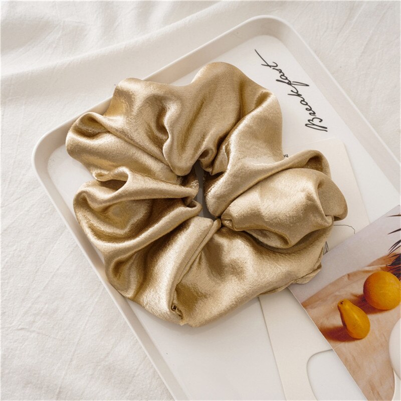 Cintas para el pelo de gran tamaño para mujer, Scrunchies de seda satinada lisa, bandas de goma para el cabello bandas elásticas para pelo, accesorios, coletero: 5