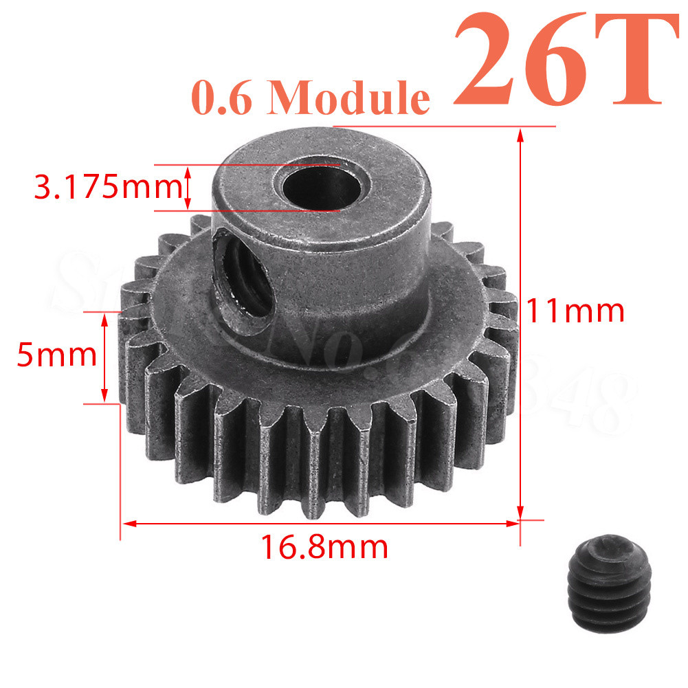 3,175mm See 17/18/19/20/21/22/23/24/25 /26/29T Motor- Getriebe Ritzel 0,6 Modul für RC Autos Ersatzteile Zubehör HSP Redcat Überschreiten: 26T-556