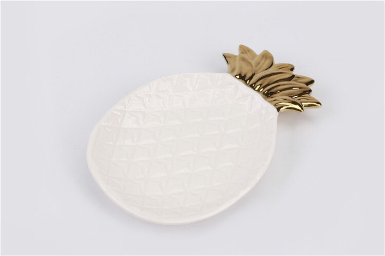 Europæiske hvide gyldne keramiske fade ananas tallerken porcelæn service frugt og salat tallerken dekorativ madbakke: Ananas hvid