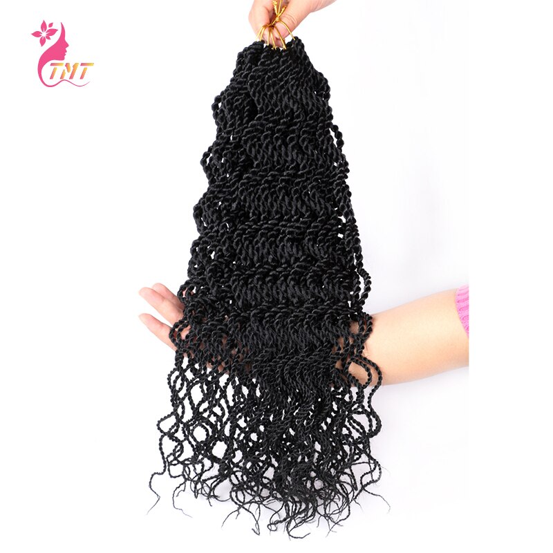 18 "pelo trenzado rizado senegalés Twist trenzas cabello ombré ondulado senegalés Twist pelo sintético del pelo de extensión de trenza de cabello 15 raíces