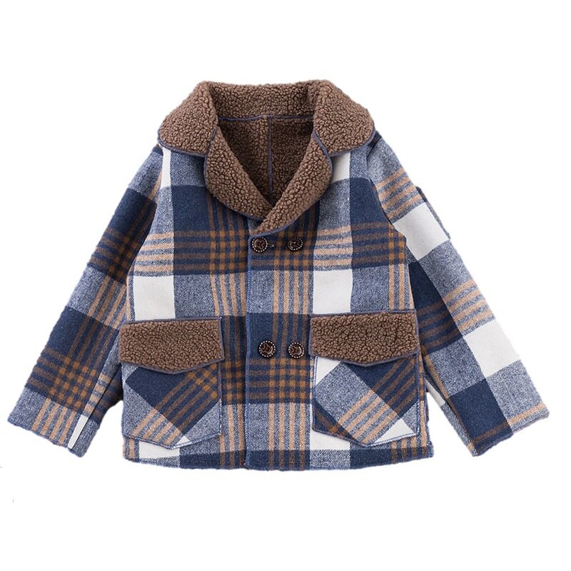 Płaszcz zimowy dla chłopców gruba wełniana kurtka długa dla dzieci ciepły flanela odzież wierzchnia jesień anglia nastoletni chłopiec dzieci ubrania 3-12Y