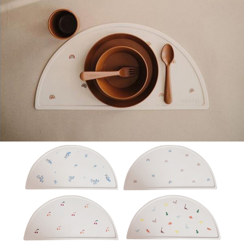Food Safe Approve Silicone Dining Appliance Placemat Table Mat Children's Tableware Pad Kids Feeding Tableware Baby Stuff