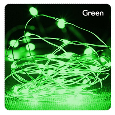 Guirlande lumineuse LED avec fil d&#39;argent, 2/5/10M, pour noël, fête à domicile, mariage, décoration, bouteille, féerique: Green / 10M 100LEDs