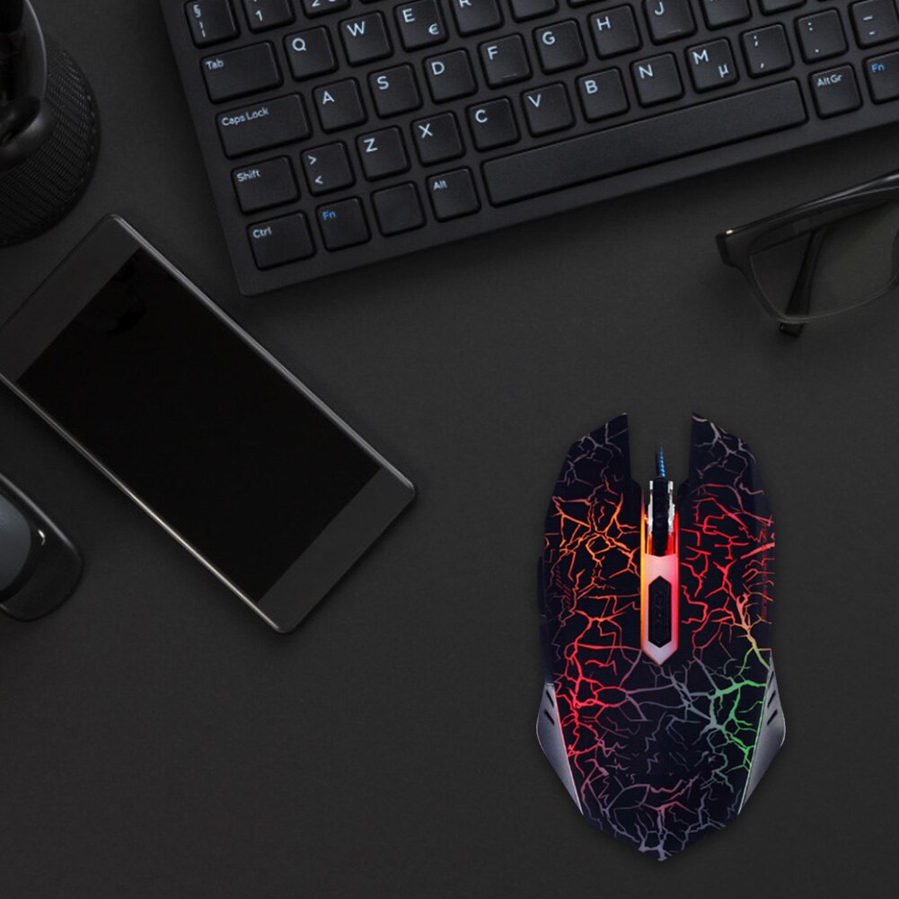 VODOOL 4000DPI Adjustable Backlight Mouse 6 Buttons Ergonomic USB Wired Mice Gamer Mouse Computer Mice for Game Office