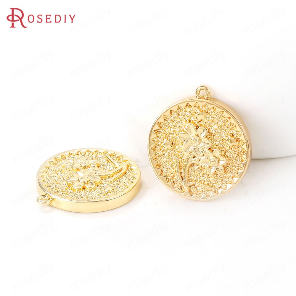 24K Goud Kleur Messing Reliëf Charms Hangers Sieraden Maken Levert Kettingen Oorbellen Armbanden Diy Bevindingen Accessoires: 41204-18x18MM 6PCS