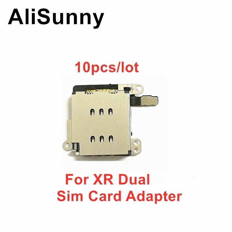 Alisunny 10Pcs Dual Sim Card Tray Slot Socket Voor Iphone Xr 11 Innerlijke Dual Sim Kaartlezer Adapter Vervanging onderdelen