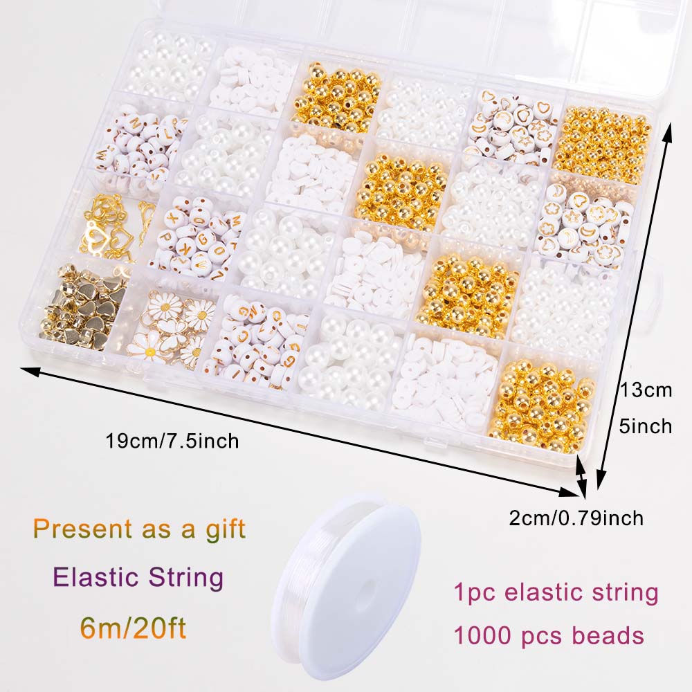 DIY Clay Beads Bracelet Making Kit, Flat Beads for Friendship Jewelry Making,Pearl Polymer Beads with Charms for Girls