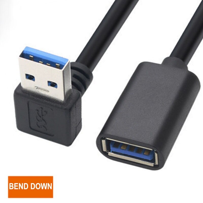 USB 3.0 Male to Female USB Cable 0.3m 0.6m Super Speed Male to Female Extender Cable Extension Wire Cord for Computer laptop PC: Bend Down / 0.6m