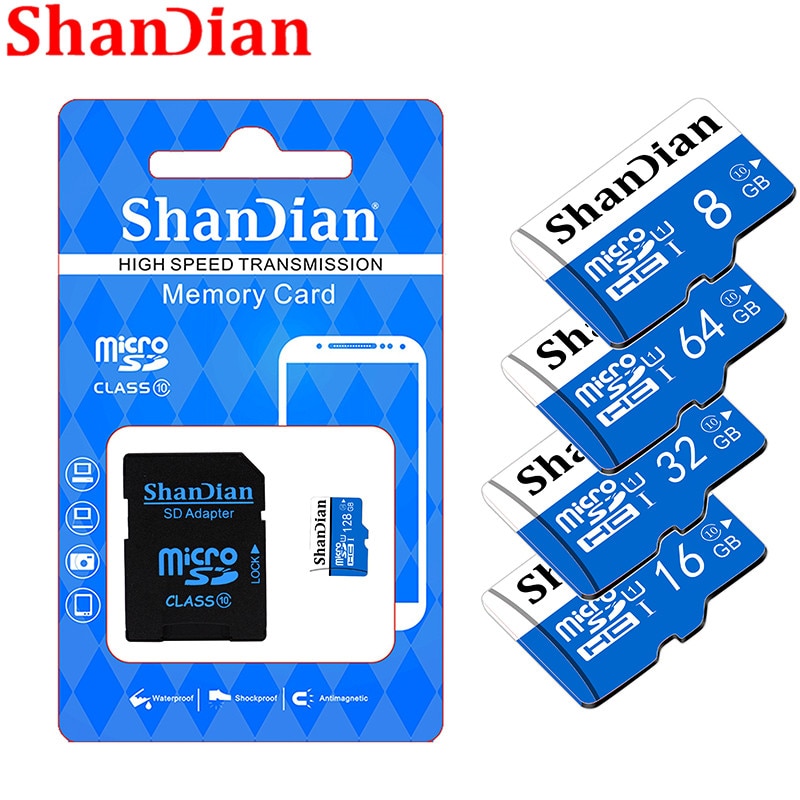 SHANDIAN Original Clever SD Class10 bis zu 95 MB/S Smartsd 128GB/64GB/32GB/16GB klasse 10 bis zu 80 MB/S für Handys Kameras