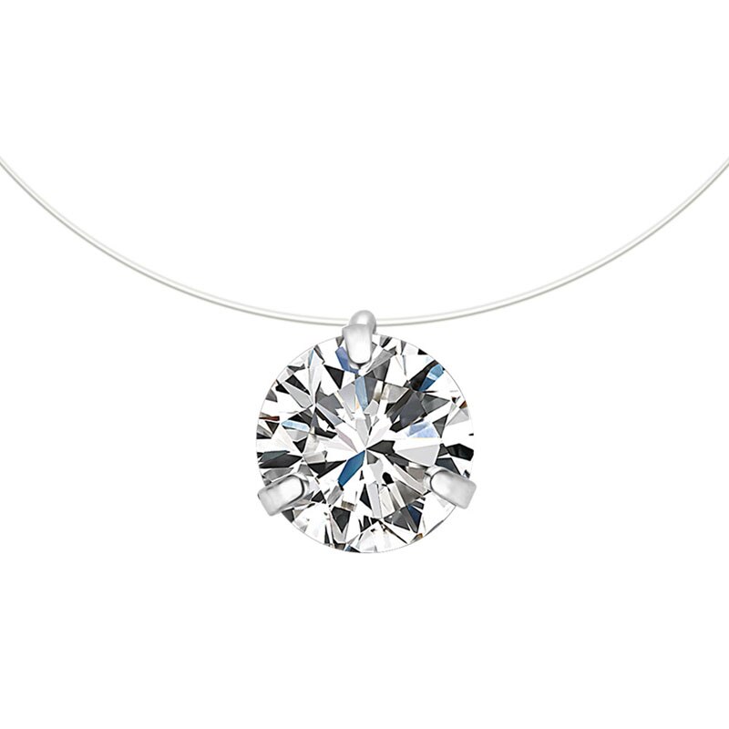 Fsunion Vrouwelijke Transparante Vislijn Ketting Zilver Kleur Onzichtbare Collier Voor Vrouwen Rhinestone Choker Ketting: 10-White