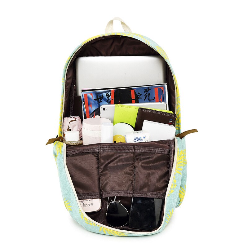 Mode Canvas Vrouwen Rugzak Set Fruit Ananas Afdrukken Vrouwelijke School Rugzak met Lunchbox Zakken Meisje Dagelijks Laptop Boekentas