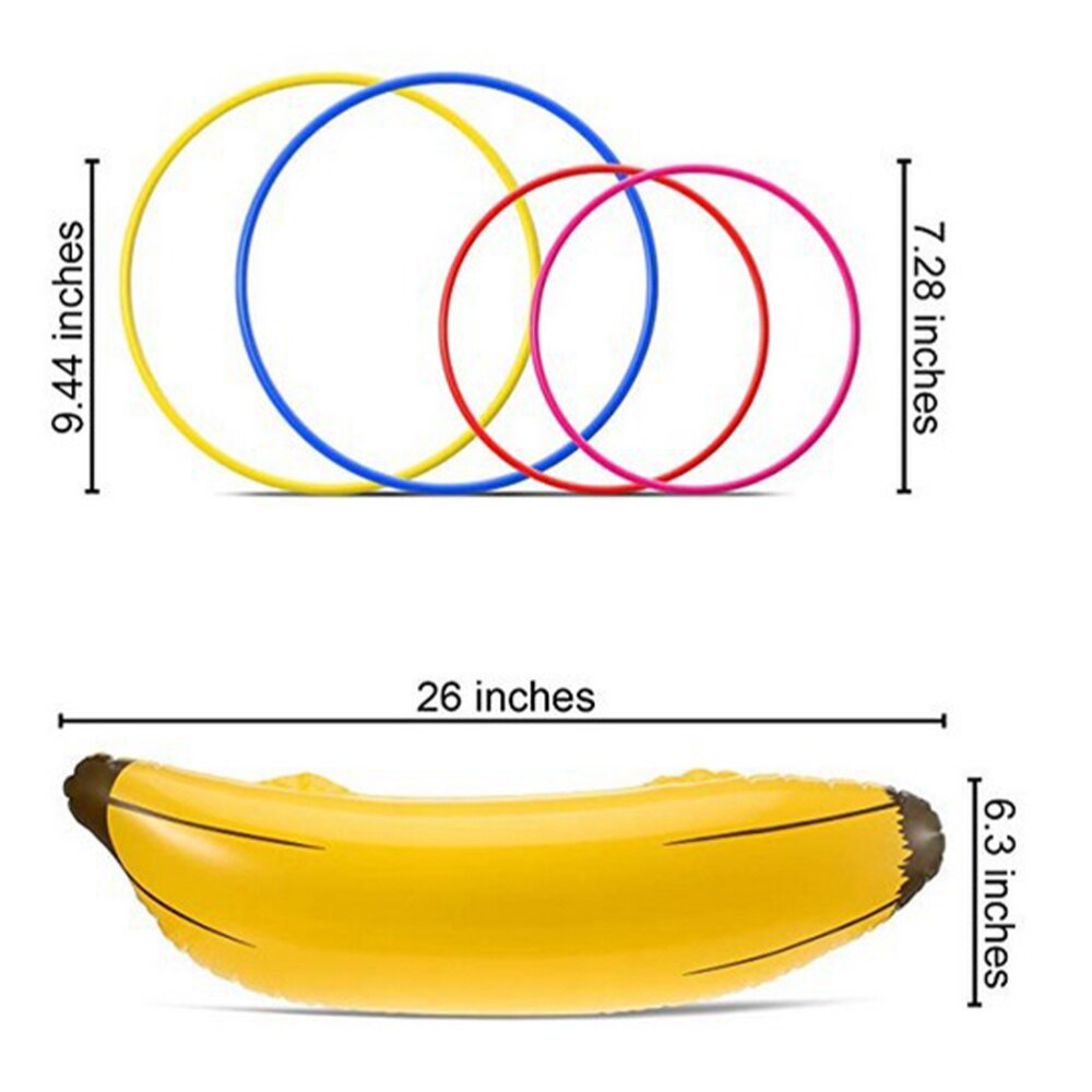 5 stücke Verdicken PVC Banana Ring Werfen Aufblasbaren Obst Lustige Aufblasbare (1pc Banana, 4 stücke Ringe)