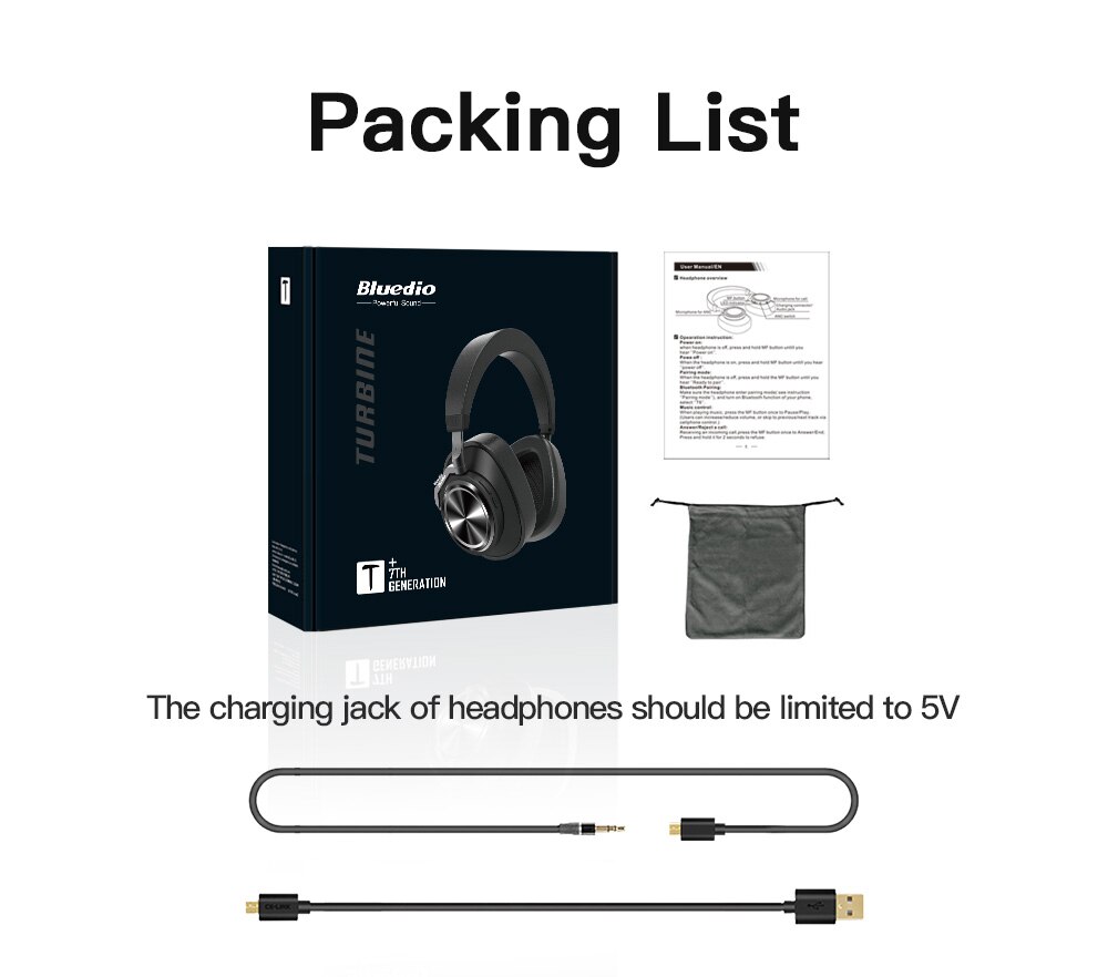 Bluedio T7+ Bluetooth Headphones User-defined Active Noise Cancelling sd card slot Wireless Headsets with face recognition: Default Title