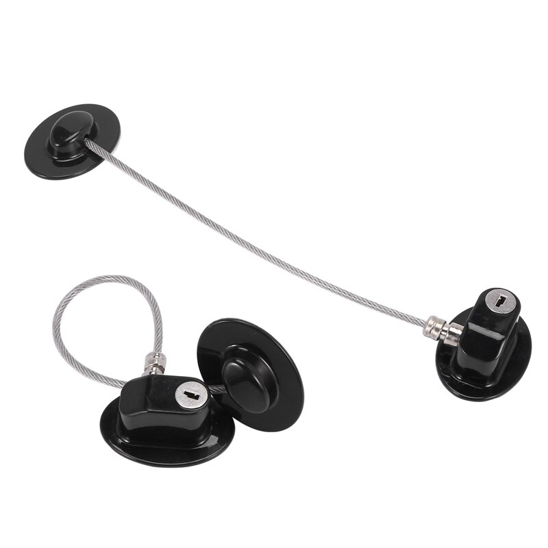 2 Pieces Refrigerator Door Lock Strong Adhesive Freezer Door Lock File Drawer Lock Child Safety Cupboard Lock with Key