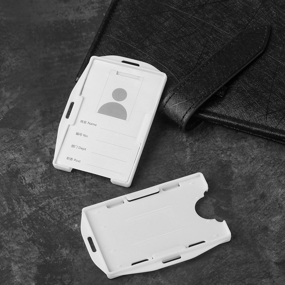 Portable Multi-use Hard Badge Work ID Card Holder Protector Cover Case Double Sided ID Card Transparent White Box Card Sleeve