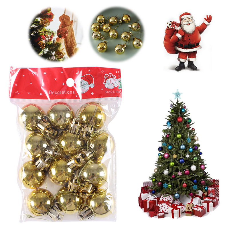 12Pcs Christmas Balls Christmas Tree Ornaments Ball Xmas Hanging Tree Pendants Home Party Decor Year Noel Navidad