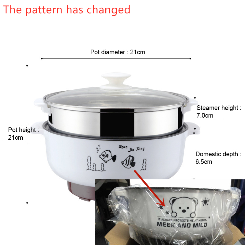 220V Multifunctional Electric Cooker Heating Pan Electric Cooking Pot Machine Hotpot Noodles Rice Eggs Soup Steamer Cooking Pot