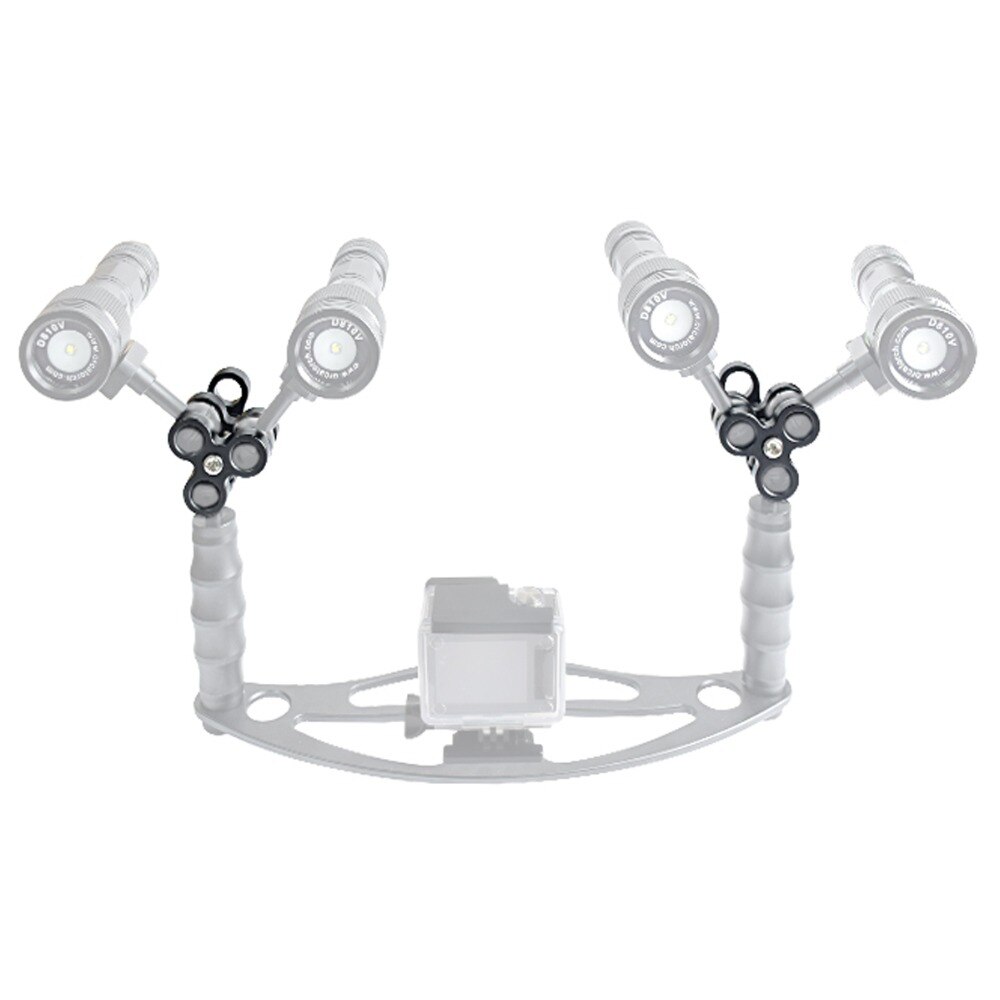 Aluminium kugleledsarme 3 sektions kugleklemme 3 monteringshul til dykning undervandsfotografering kamera armbakke gopro led lys