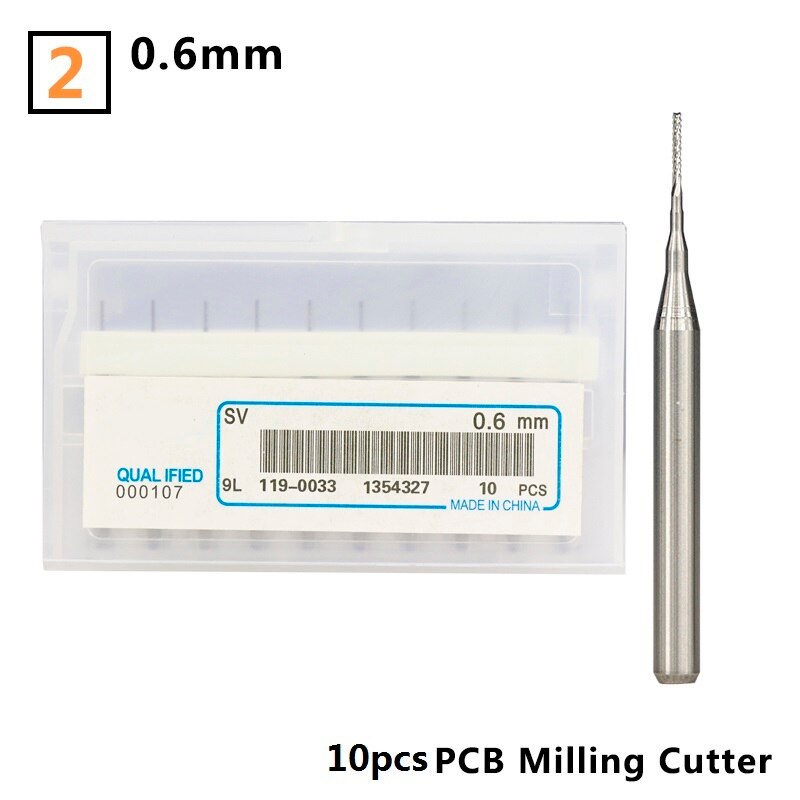 Ensemble de fin de fraise pour Machine PCB, 0.5-0.7mm, 10 pièces, CNC embouts de routeur en carbure, fraise PCB: 10pcs 0.6mm