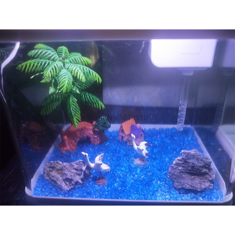 Miniature USB Self-cleaning Small Fish Tank Ecological Water-free Household Integrated Aquarium: Navy Blue