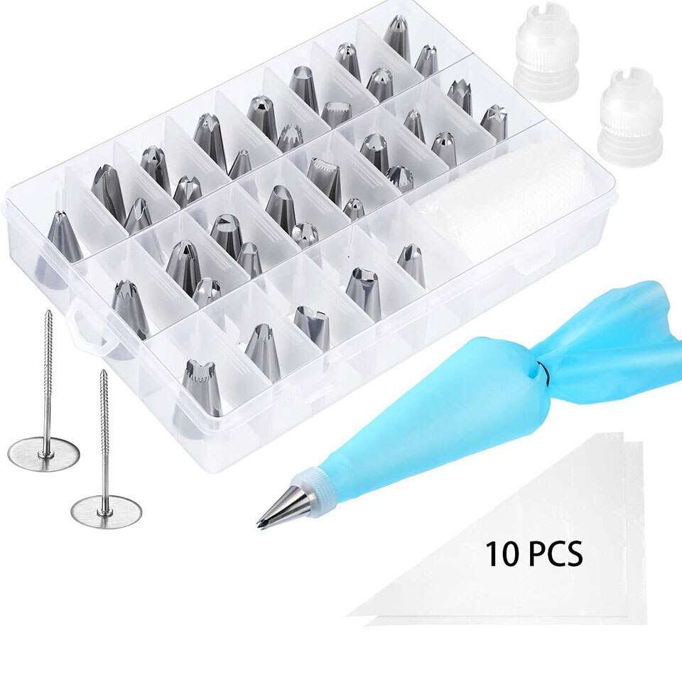 42Pcs Siliconen Gebak Herbruikbare Icing Piping Bakken Cookie Tassen Cake Decorating Gereedschap Wegwerp Icing Spuitzakken