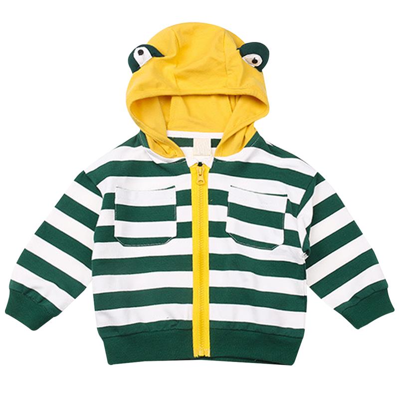 Famuka Baby Jas voor Baby Jongens Meisjes Lente/Herfst Streep Cartoon Hoodie Bovenkleding Jas Peuter Katoenen Jas Kinderen Kleding: Green / 3T