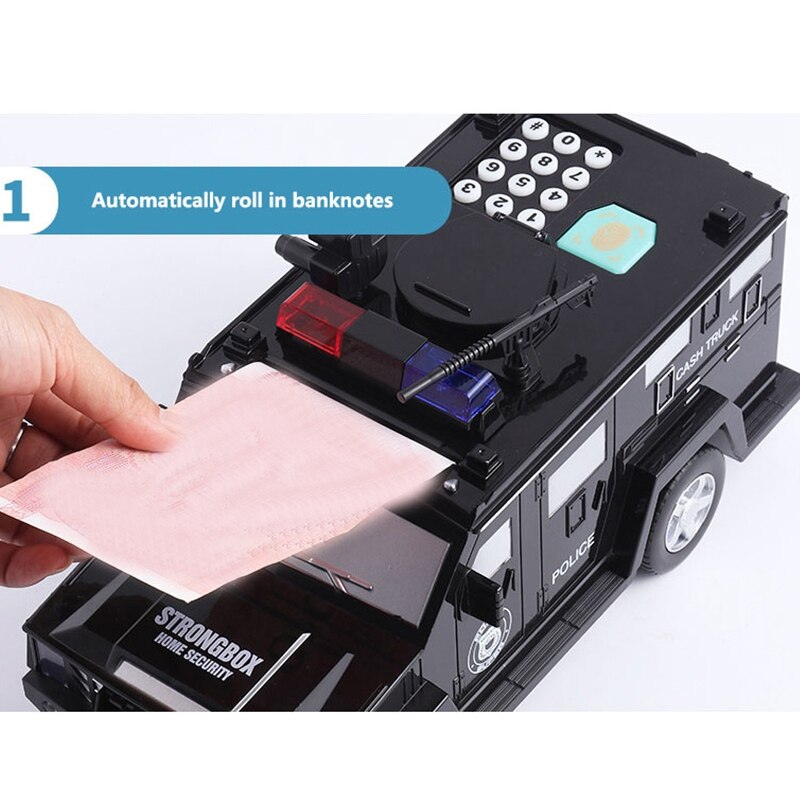 Vingerafdruk Wachtwoord Cash Truck Auto Spaarpot Papier Spaarpot Kinderen Grote Veilig Saving Coin Box