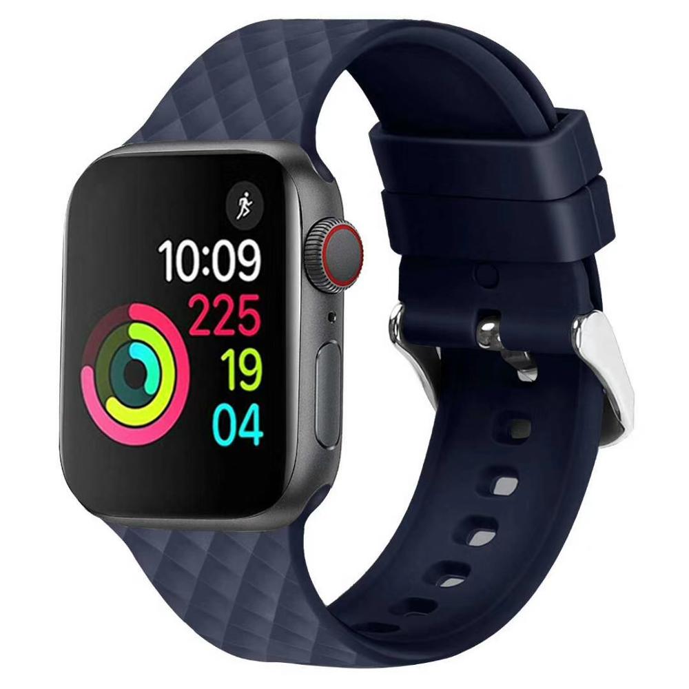 Bracelet en Silicone pour Apple watch 6 se, 38mm 42mm iwatch 40mm 44mm, bracelet de ceinture à motif rhombique, iwatch série 6 5 4 3 2 1: dark blue / 38mm or 40mm