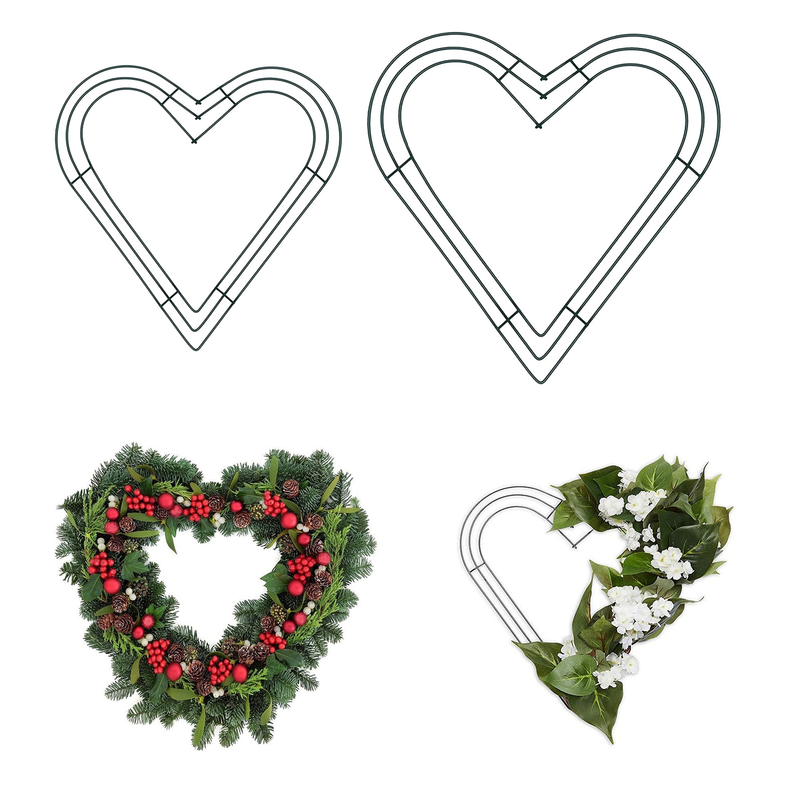 Metal Heart Wire Floral Wreath Frame Craft DIY Year Wedding