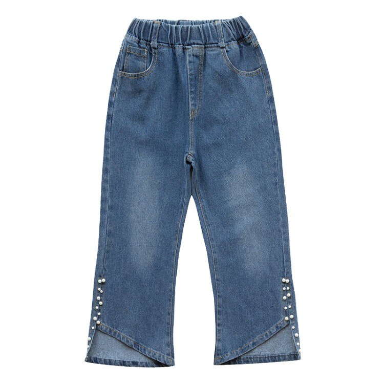 Pearls Jeans for Girls Spring Boot Cut Pants Solid Kids Clothing Teenager Girls Wide Leg Jeans For Girls 4 6 8 9 12 14 Years