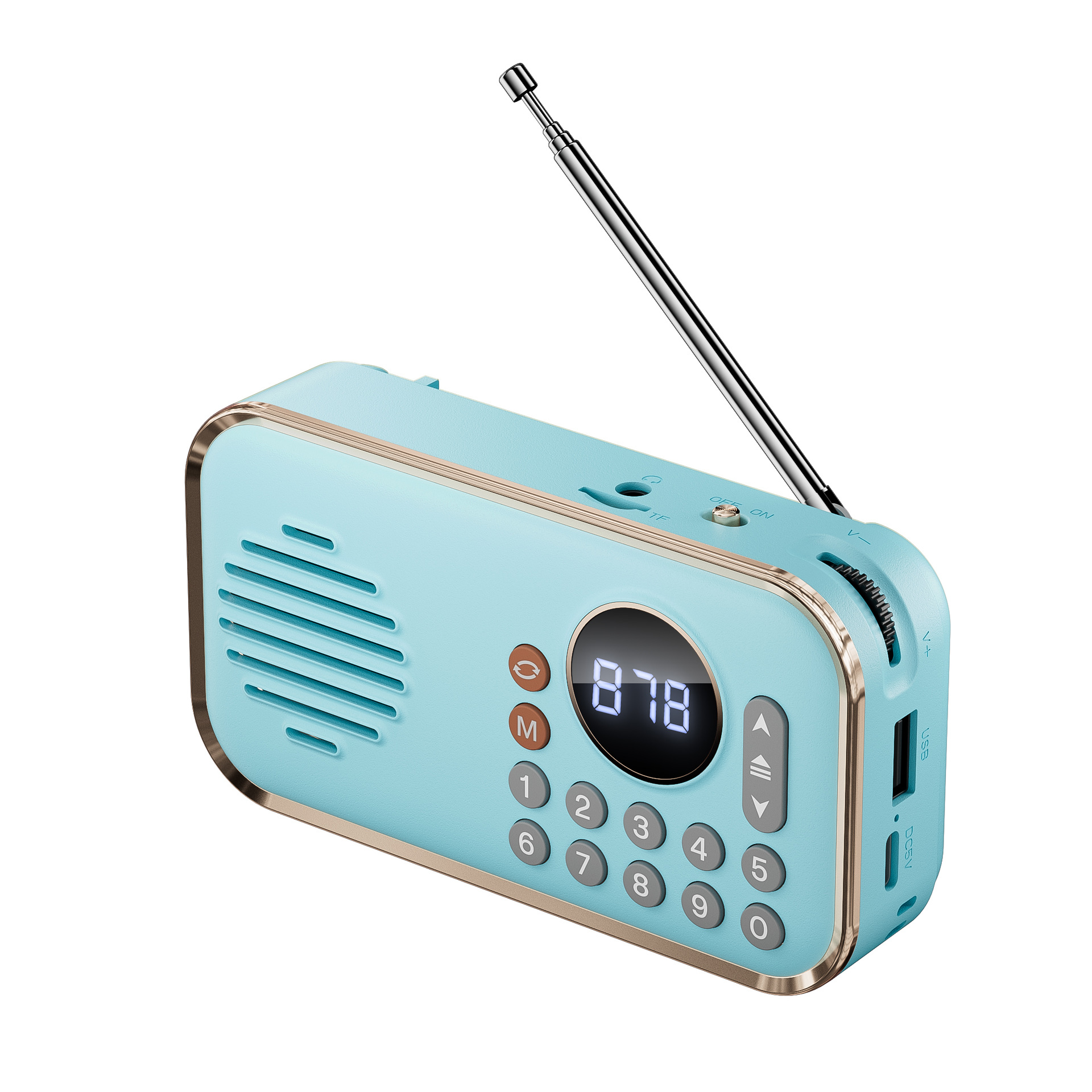 Wireless Stereo Bluetooth Speaker with Multi-band Radio Function HIFI Sound Support BT U Disk TF Card Mini Portable Super Bass: Blue