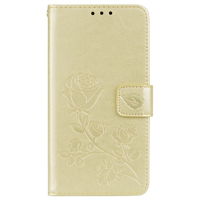 For xiaomi Redmi 4X Case on Redmi 4X Case Flip 5.0 inch Rose Flower Skin Leather Wallet Book Case for xiaomi Redmi 4X 4 X Cover: gold