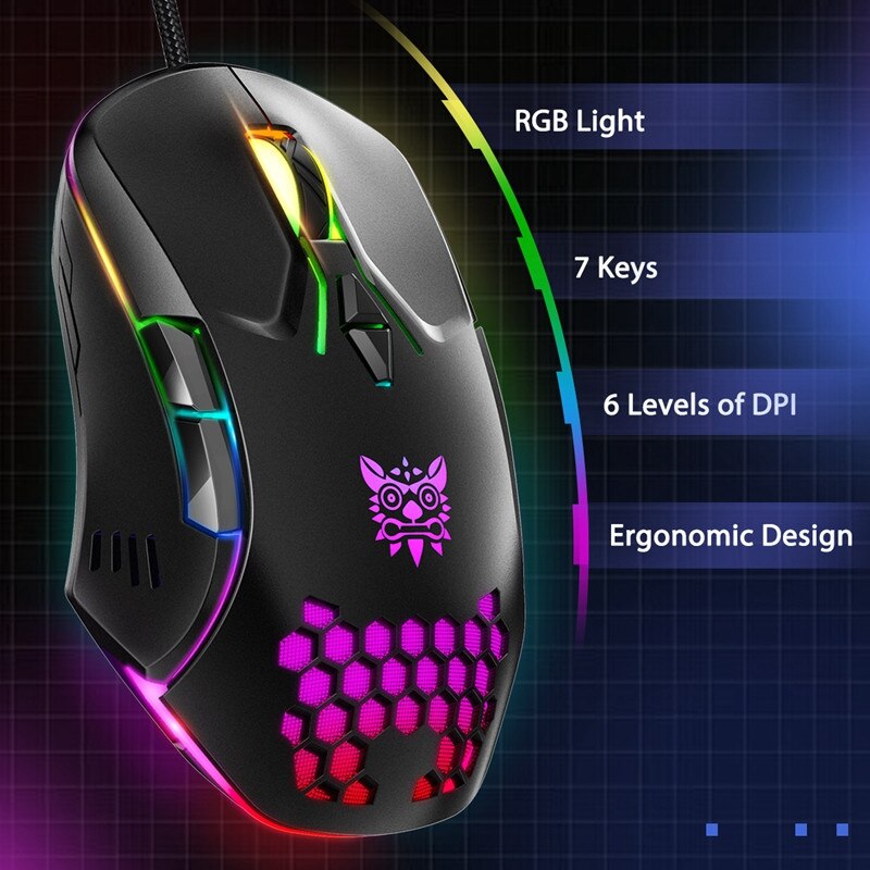 ONIKUMA CW902 wired gaming mouse USB interface RGB light effect four-speed DPI adjustable mouse