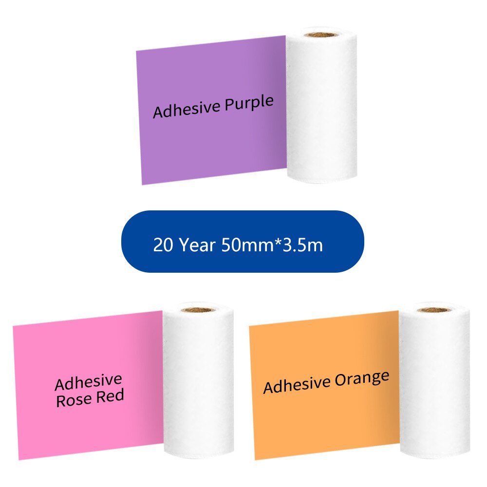 Papier termiczny Phomemo kartki samoprzylepne kolorowa naklejka na M02/M02S/M02Pro etykieta samoprzylepna rolki szerokość 50/53mm naklejka termiczna papier: 3 Rolls Sticker SPRO
