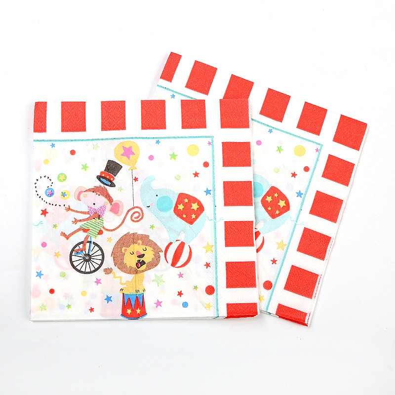 Circus Theme Animals Party Supplies Disposable Tableware Set Paper Cups Plates Kids Birthday Baby Shower Party Decorations