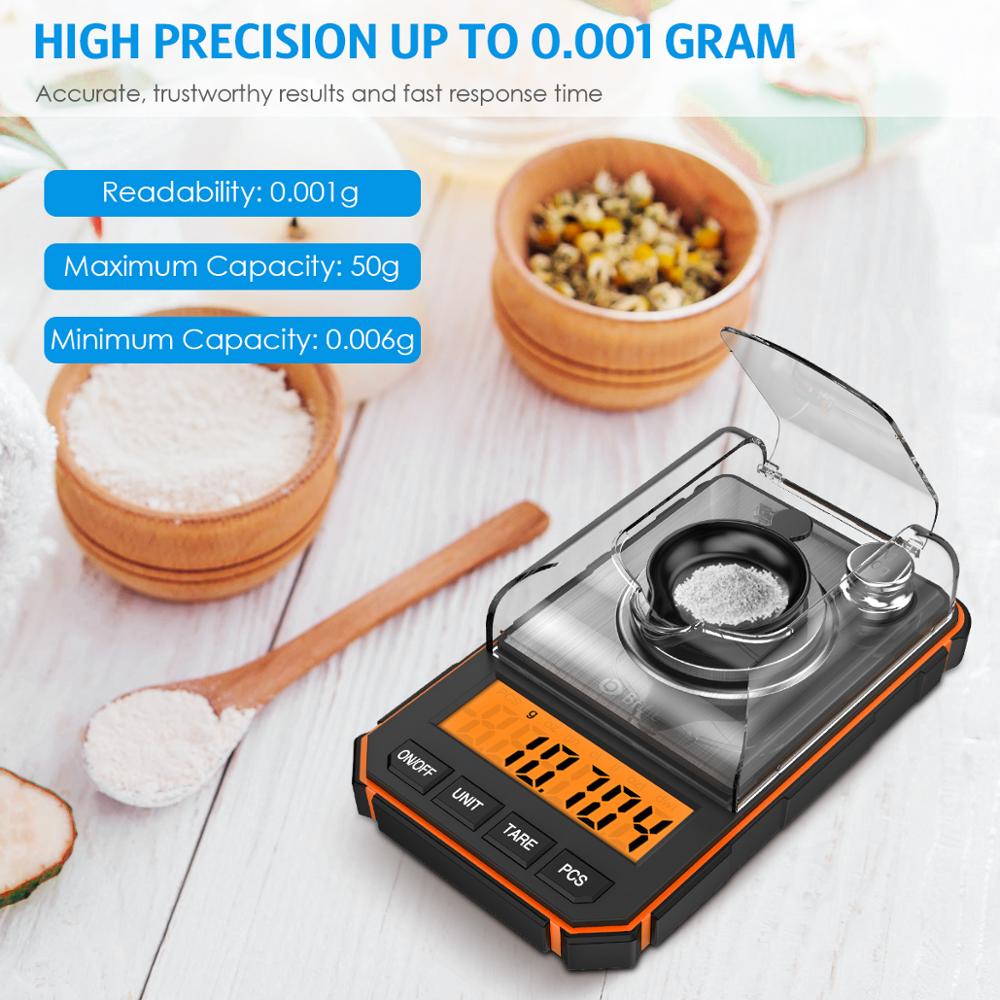 0.001g Digital Scale Portable Mini Scale Precise Graduation Pocket Scale Milligram 50g Calibration Weights Tweezer