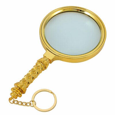 Handheld 7X Magnifier Magnifying Glass Illuminated Magnifier Gold Tone