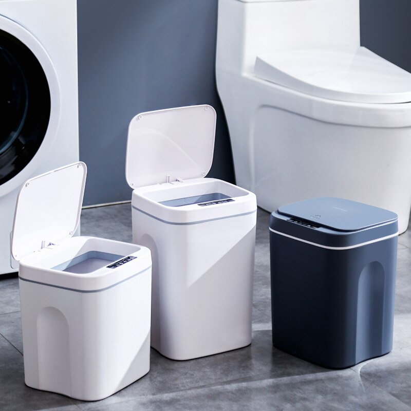 16L Automatic Induction Trash Can Touchless Intelligent Waste Garbage Bin Motion Sensor Opening Rubbish Can Electric Waste Bin